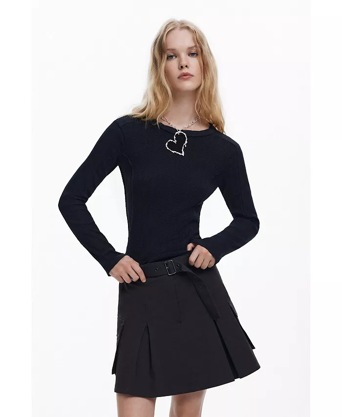 

Швы женской хлопковой футболки Desigual, черный