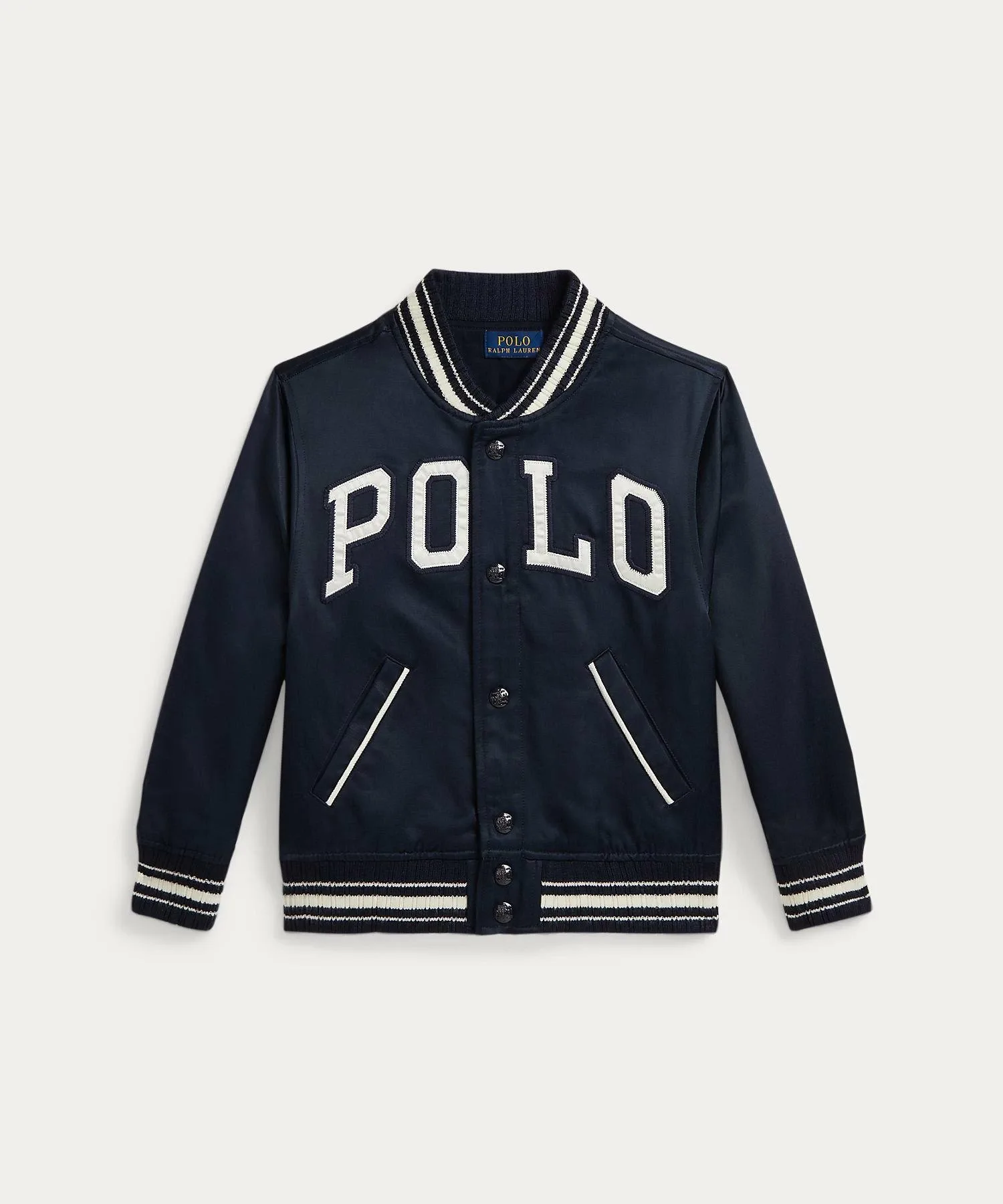 (Для мальчиков 2-7 лет) Атласная бейсбольная куртка с логотипом Polo Ralph Lauren, 410 Navy — фото 2