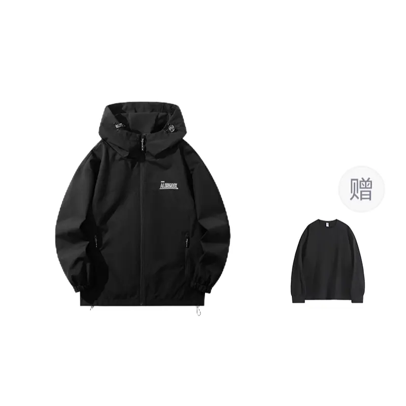 

ALORGEEK Ветровка непромокаемая унисекс, Black (Comes with 100% cotton Long-Sleeved T-Shirt)