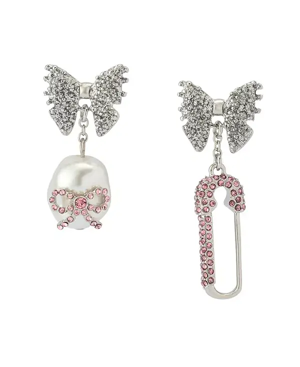 

Непарные серьги с искусственным камнем и жемчугом в форме булавки Betsey Johnson, pink