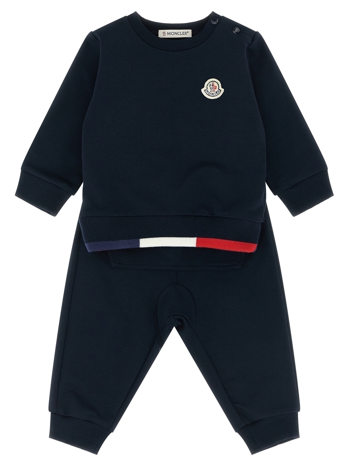 

Свитшот с триколорной отделкой по низу + джоггеры Moncler Enfant, синий