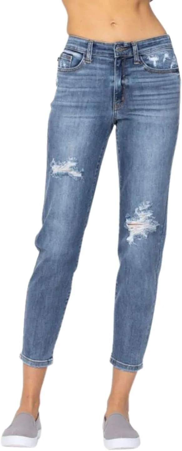 Generic Джинсы Judy Blue женские облегающие потертые капри (Style 82172)