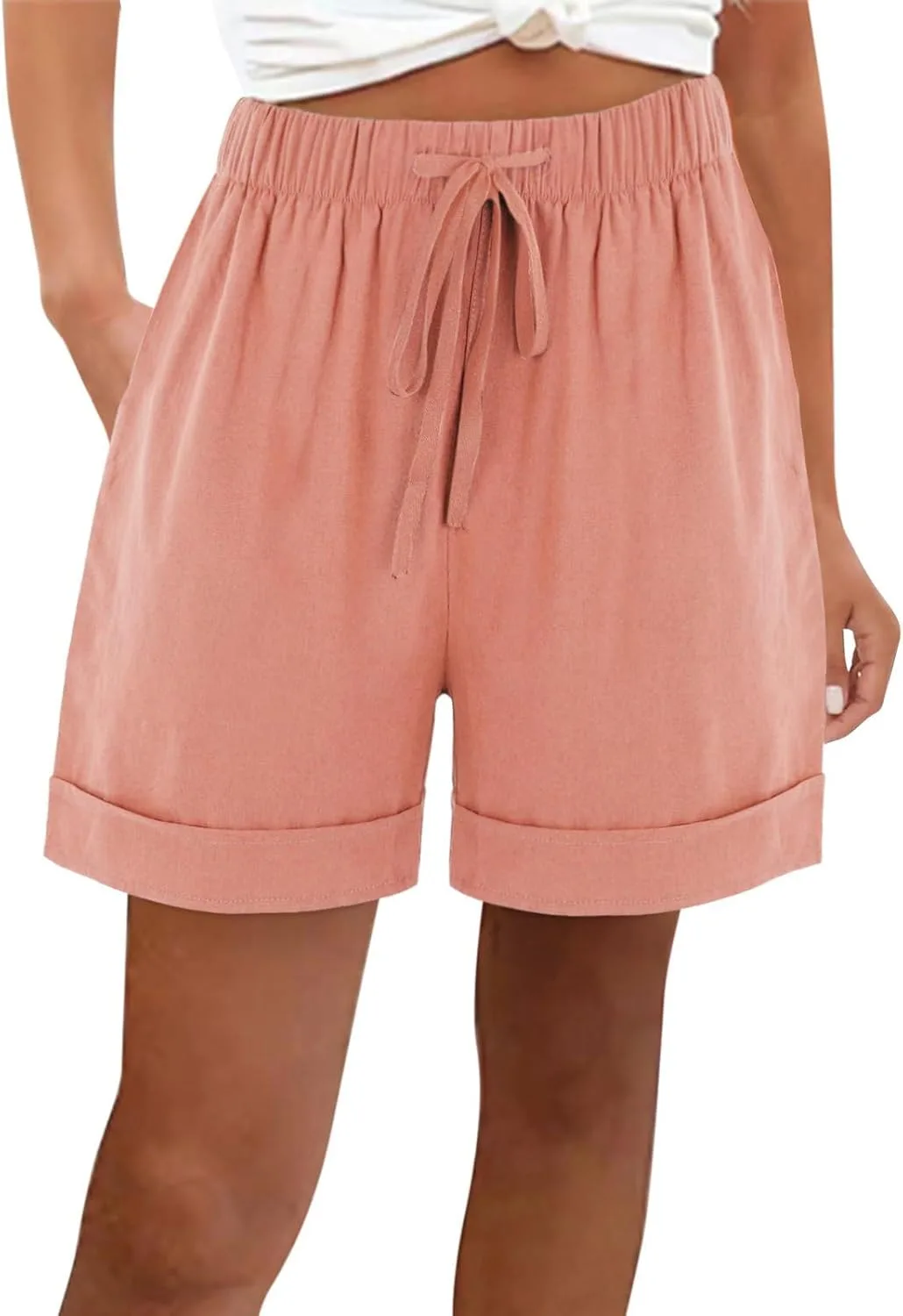 

Женские шорты с кулиской Plus Size Casual, эластичные, с карманами