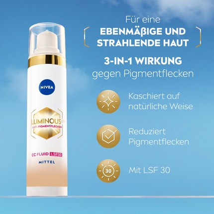 Luminous 630 Anti-Pigment Spots CC Fluid SPF 30 для кожи среднего тона Nivea — фото 2