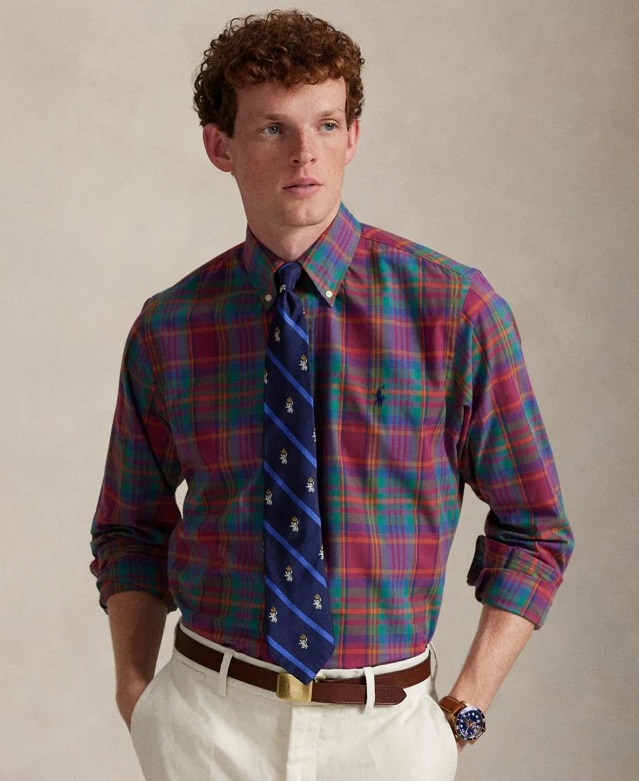 Мужская классическая клетчатая рубашка для активного отдыха Polo Ralph Lauren, berry темно-синий мультиколор