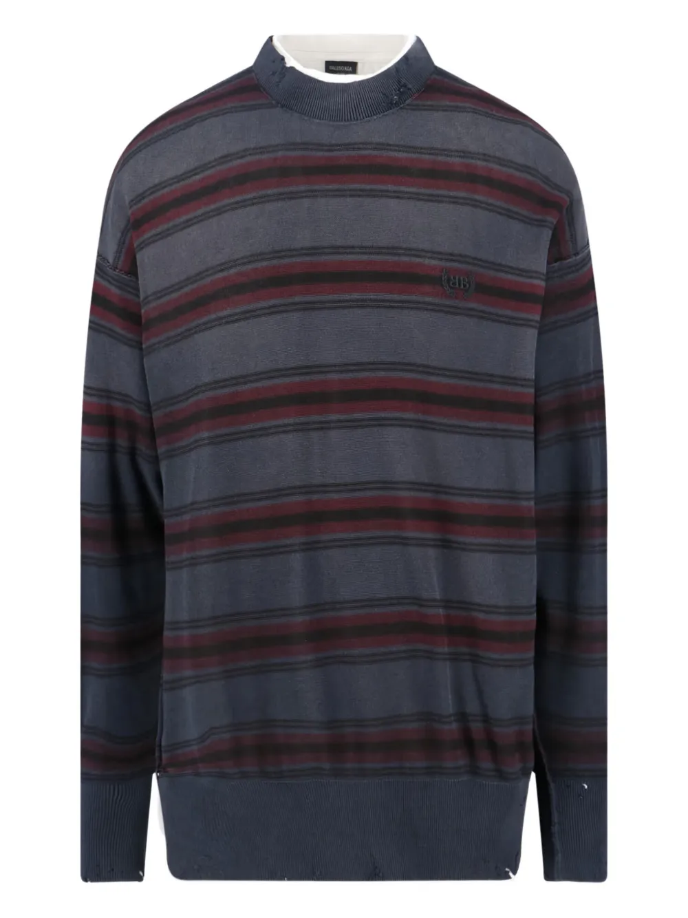 

Полосатый свитер с эффектом потертостей BALENCIAGA, синий