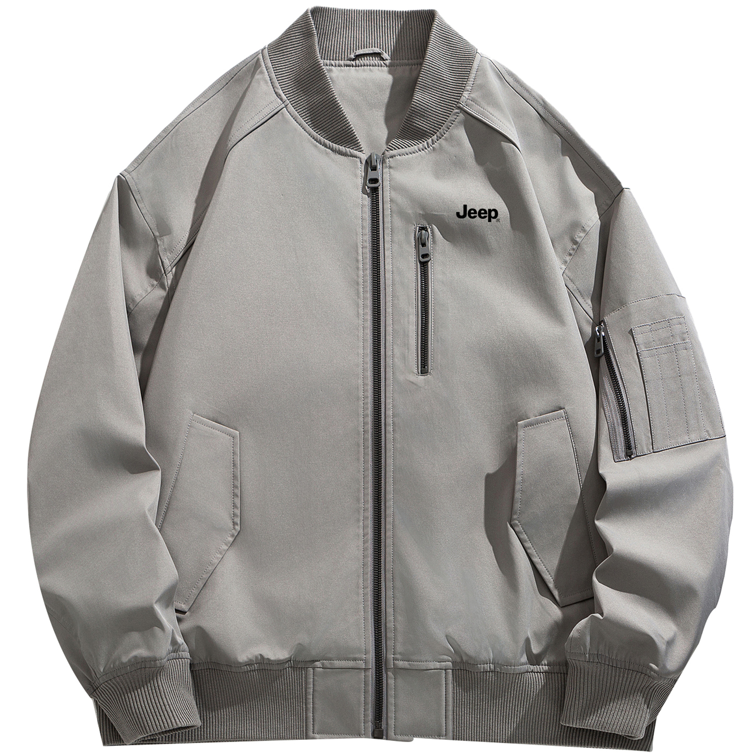 

Куртка-бомбер с длинным рукавом, молнией и стойкой Unisex Jeep, серый