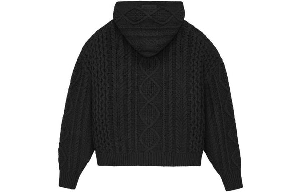 Толстовка fw23 cable knit hoodie 'jet black' Fear Of God Essentials, черный — фото 2