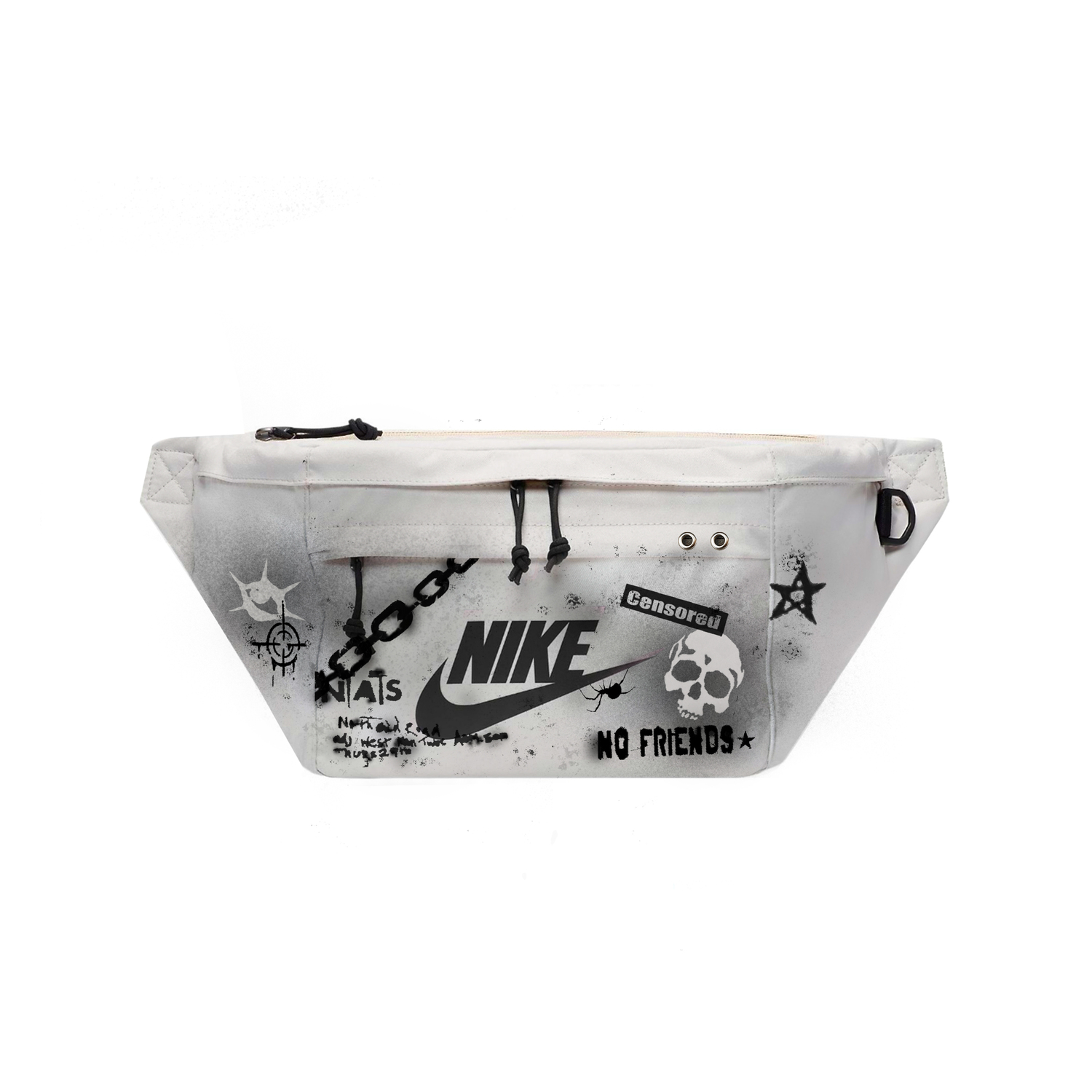 

Nike Одноплечевая сумка через плечо из ткани поясная сумка унисекс черная серая, Destroyed
