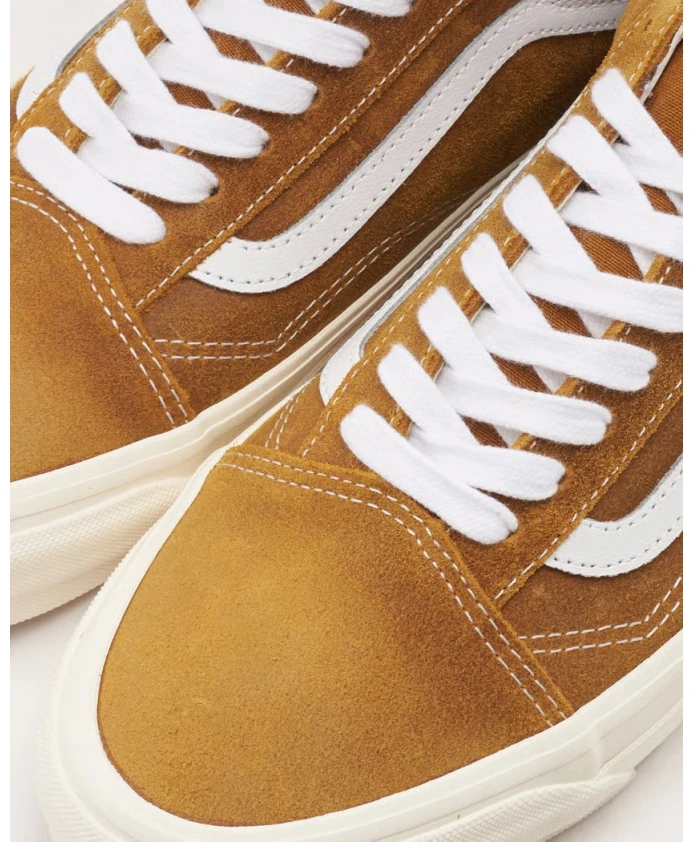 Золотисто-Коричневые парусиновые кеды LX в стиле олдскул на шнуровке Vans, коричневый — фото 3