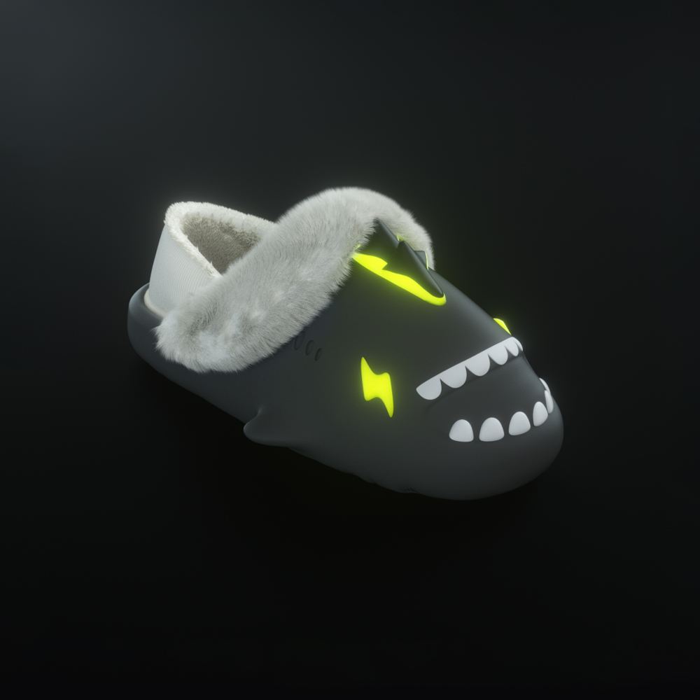 HelloSlippers Акула Зимние Шаркикс Зимний Молниевый Дракон, Закрытые Тапочки на Каблуке Унисекс Розовые, цвет Pink — фото 4