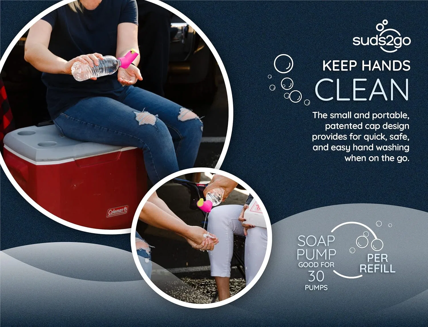 Набор многоразовых крышек Suds2Go для бутылок с мылом, 2 шт. Suds2Go, Pink — фото 3