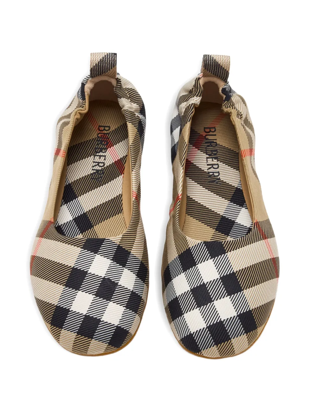 Балетки в винтажную клетку BURBERRY KIDS, нейтральный — фото 3
