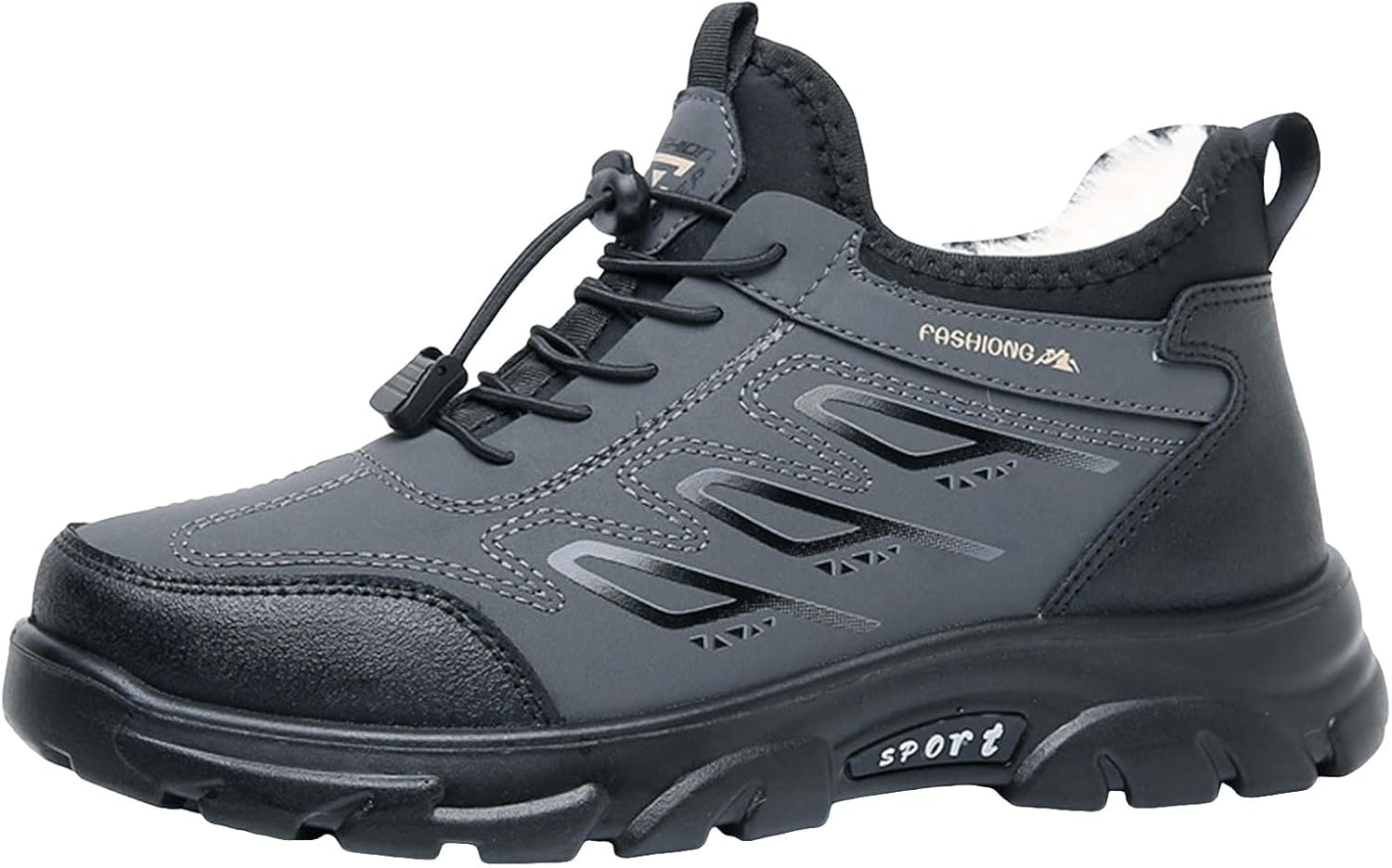 

Мужские зимние спортивные хлопковые ботинки IWIHMIV для активного отдыха на улице, теплые походные кроссовки, удобные, с противоскользящей подошвой, серый