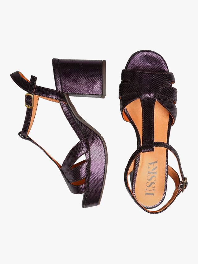 Босоножки T-Bar Charlie Metallic Leather Esska, Purple — фото 4
