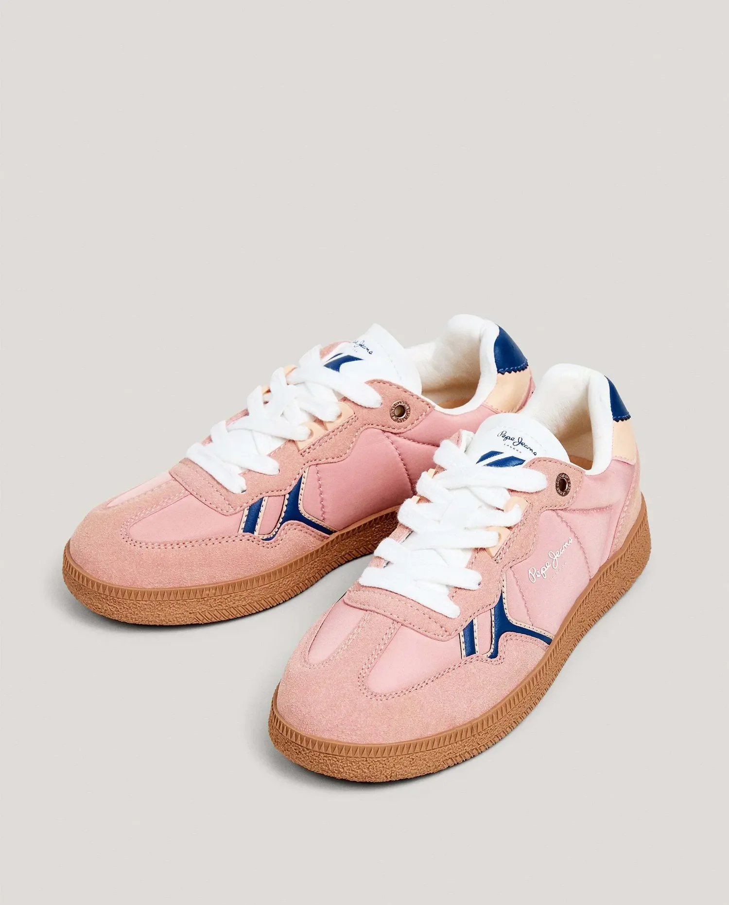 Детские кроссовки с эффектом замши и подошвой cupsole Pepe Jeans, розовый — фото 4
