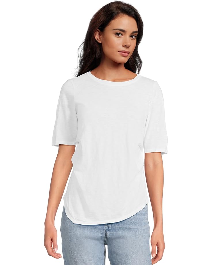 

Топ Mod-o-doc Half Sleeve Side Pleats Asymmetric Hem Top, белый