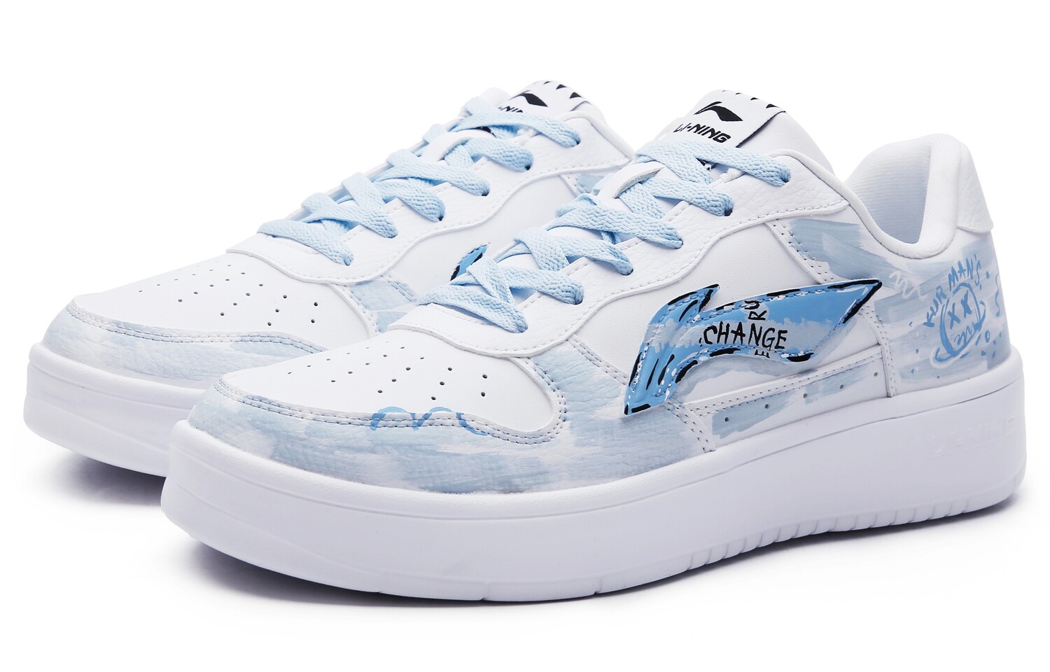LINING Скейтерские кроссовки мужские low top, устойчивые к истиранию, light blue — фото 4