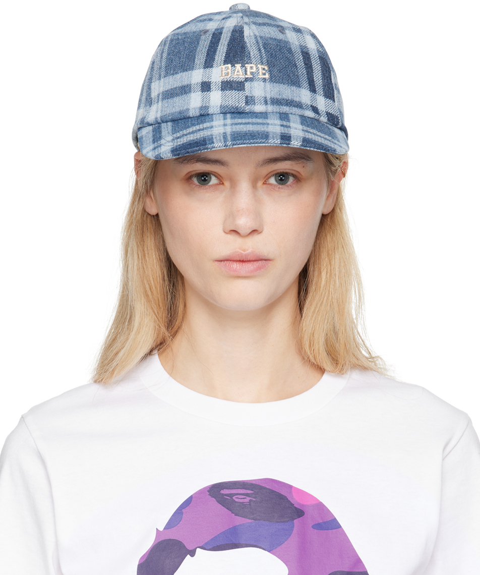 

Кепка с синими вставками из денима в клетку BAPE