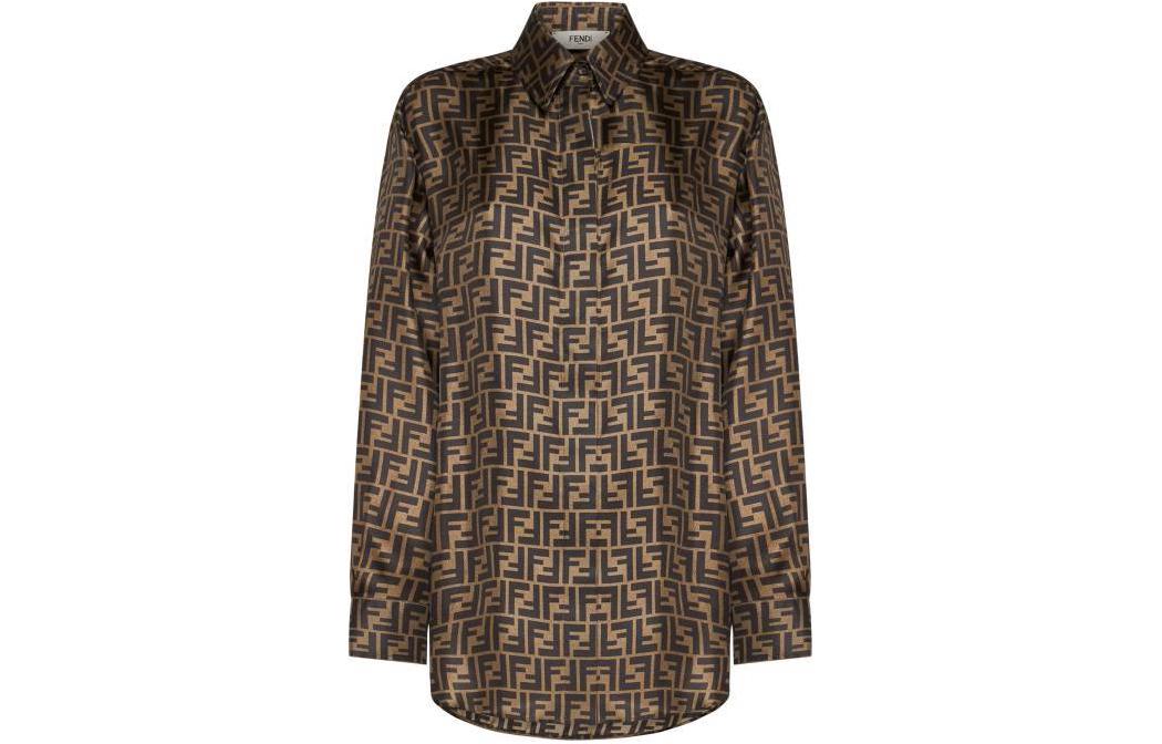 

Рубашка All Over Ff Jacquard Long Sleeved Shirt FENDI, коричневый