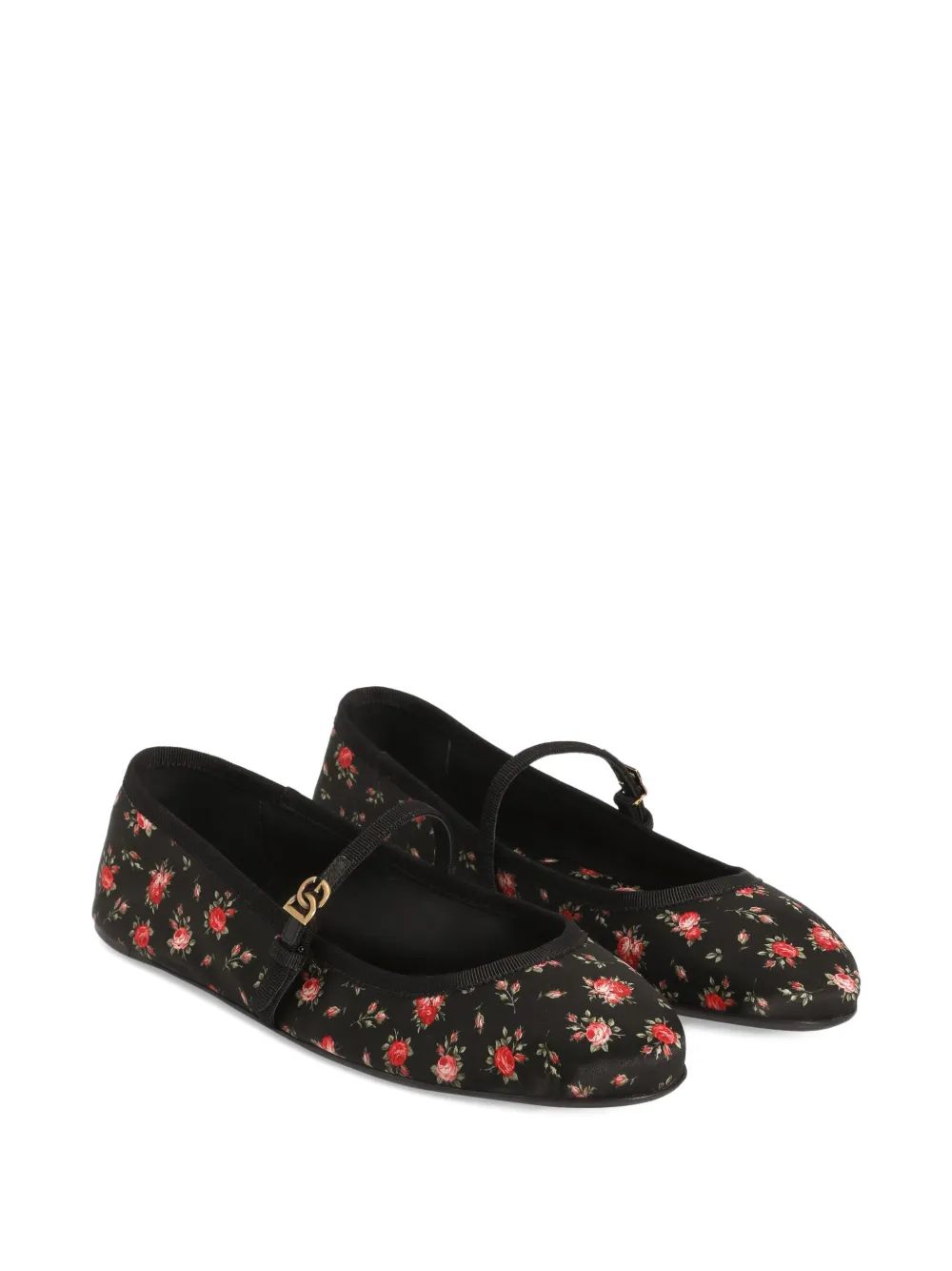 Балетки с ремешками и цветочным принтом Dolce & Gabbana, черный — фото 2