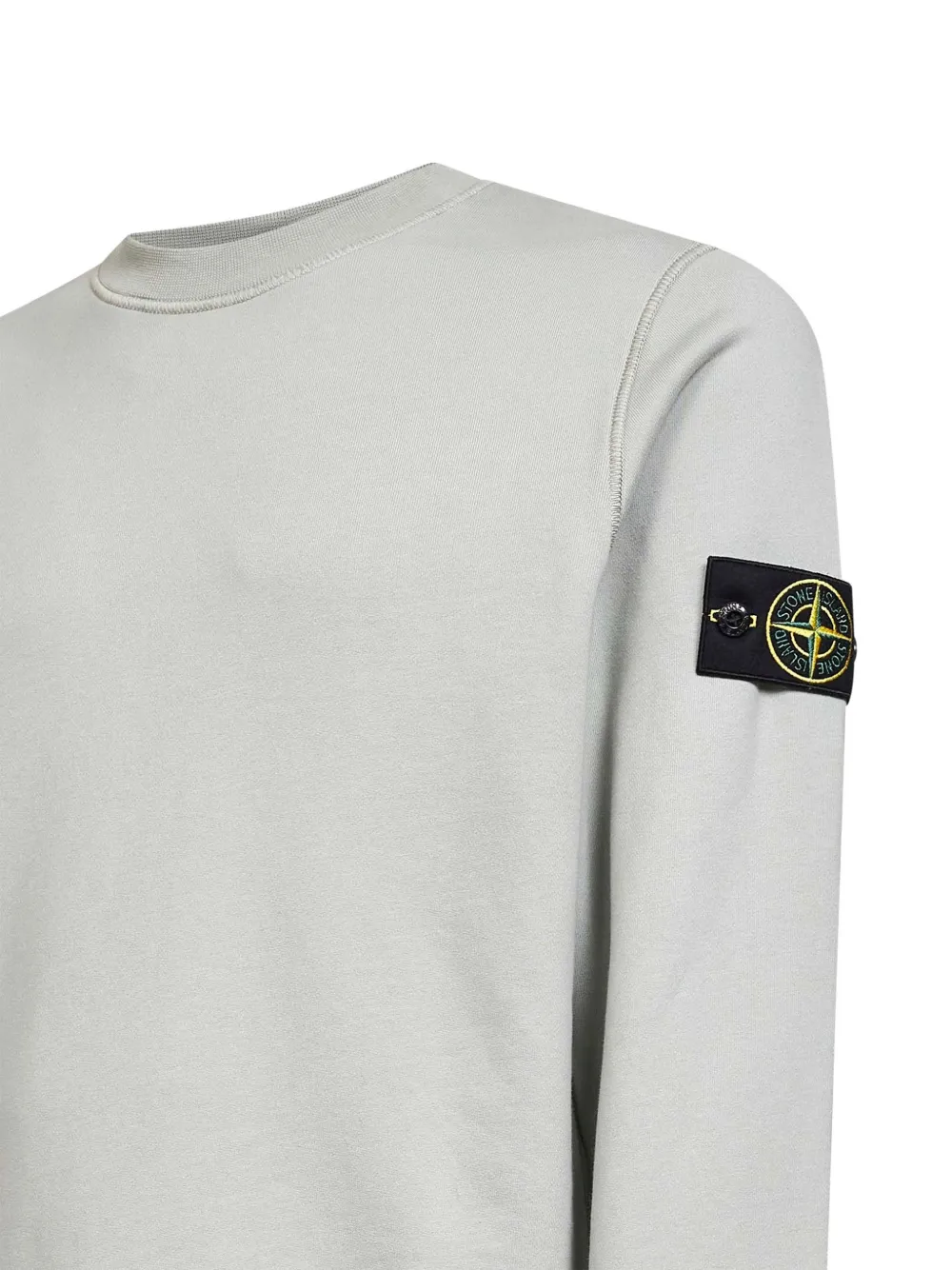 Свитшот с нашивкой и рубчатой отделкой Stone Island, зеленый — фото 3