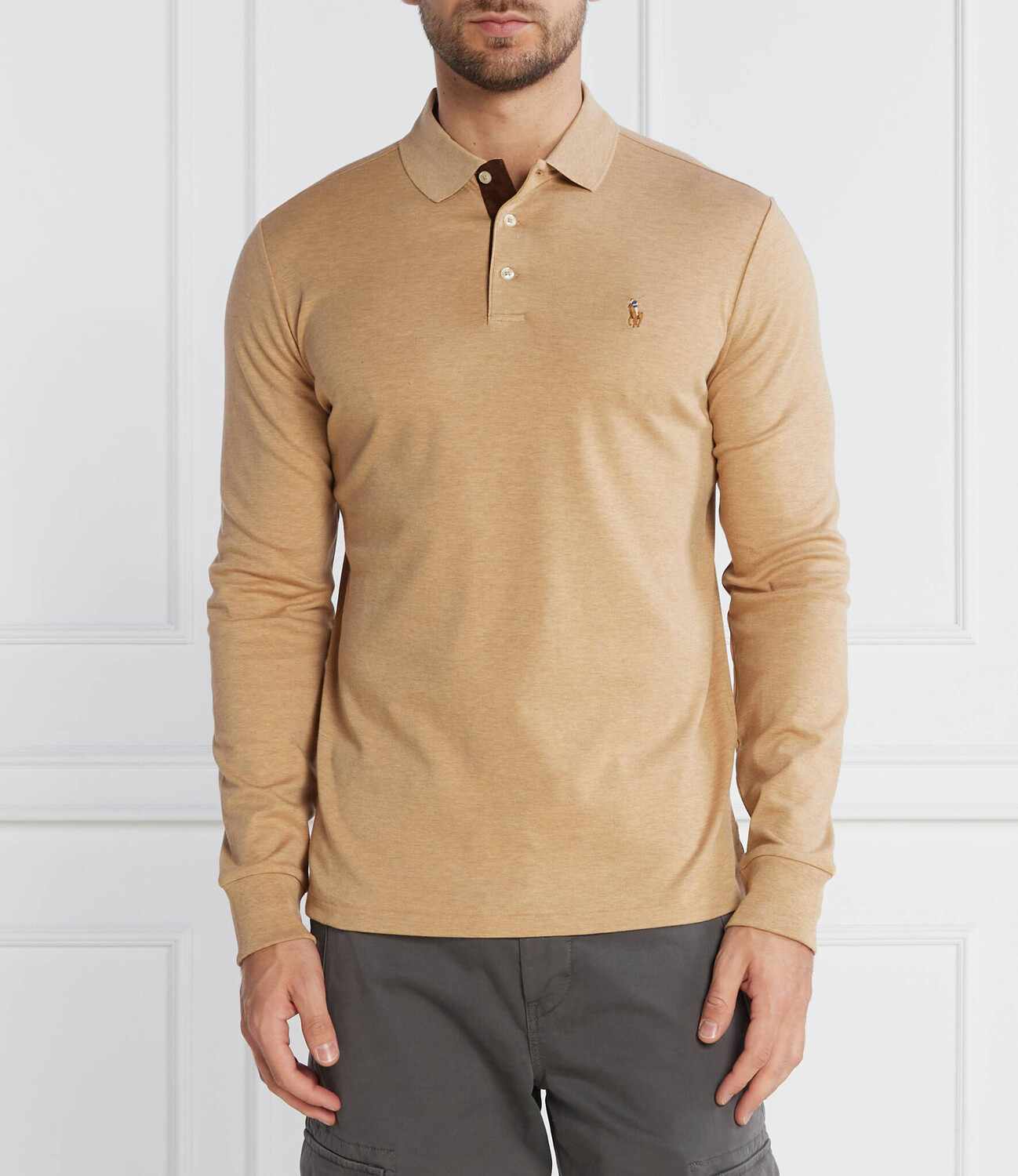 

Поло POLO RALPH LAUREN Custom slim fit, коричневый