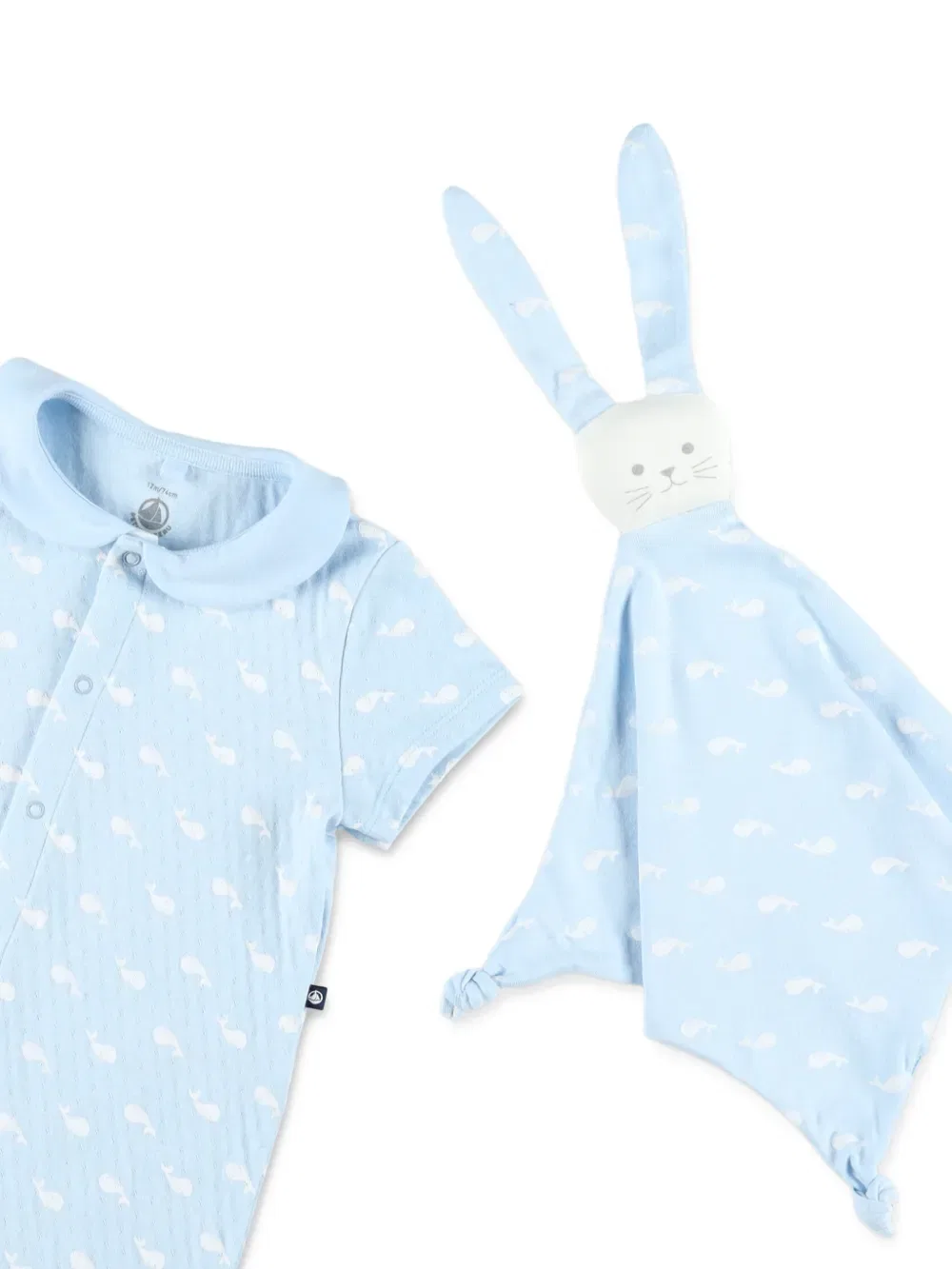 Комбинезон с короткими рукавами и принтом в виде китового хохолка Petit Bateau, синий — фото 3