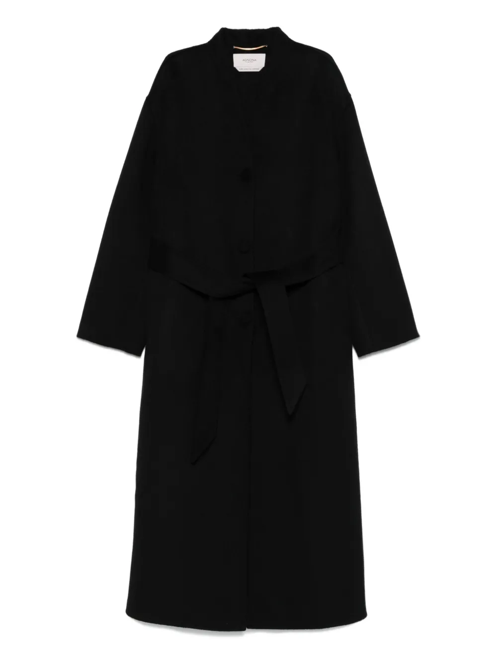 

Шерстяное пальто с поясом Agnona, черный