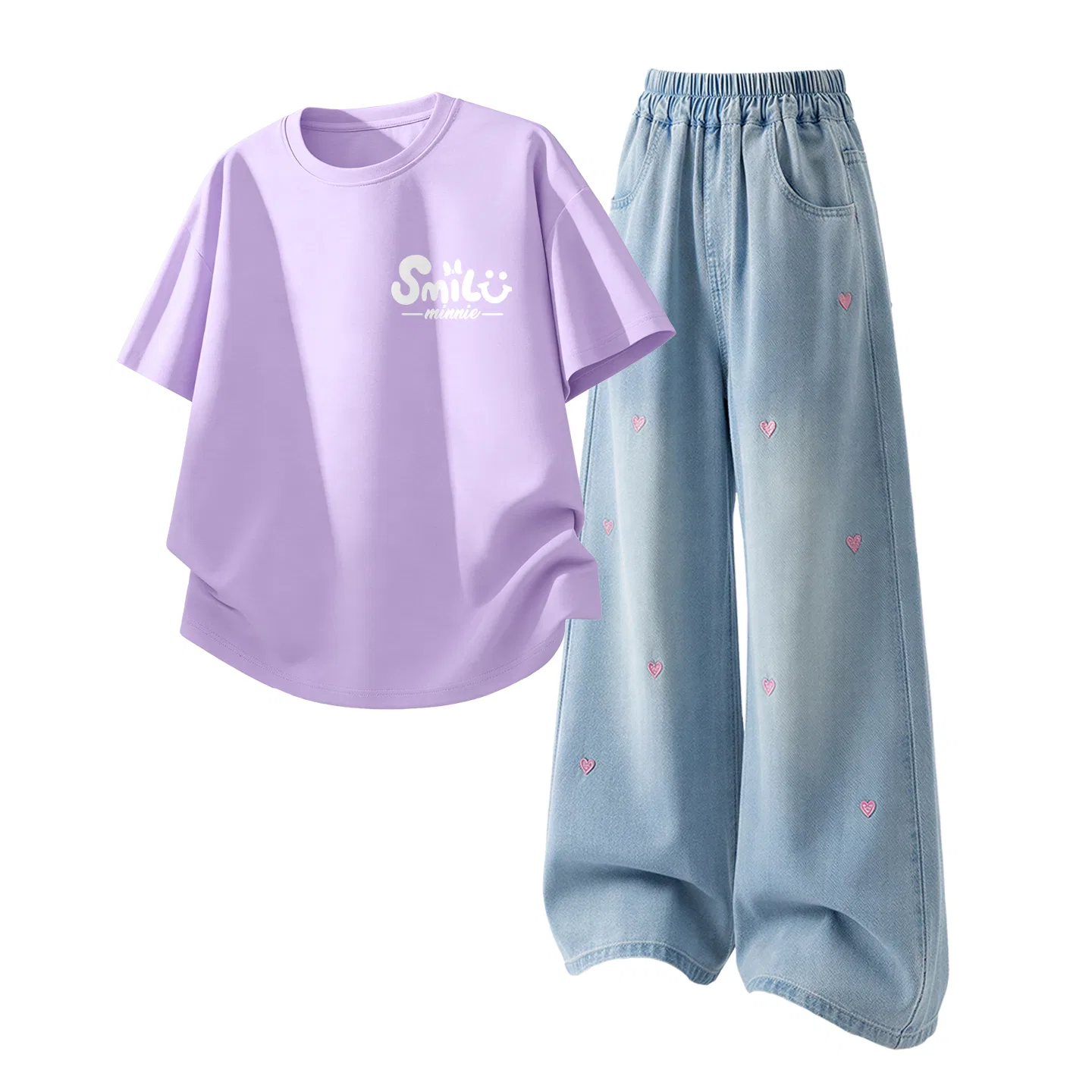 Детский спортивный костюм Casual Sportswear 2 Piece Set Disney, Daisy K Ivory White+Solid Color Denim Light Blue — фото 3