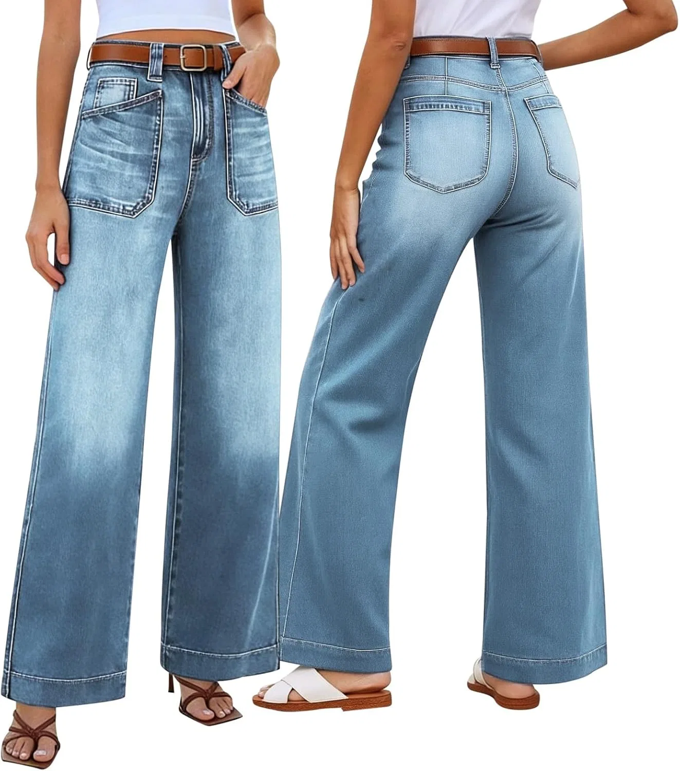 Джинсы Wide Leg, A02 Bu3
