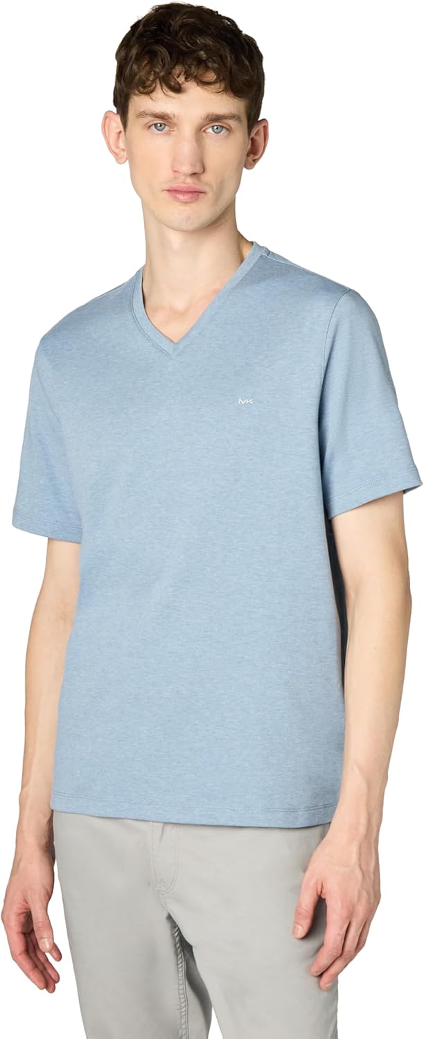 

Мужская футболка Michael Kors Liquid Jersey Mk с V-образным вырезом, Chambray Heather