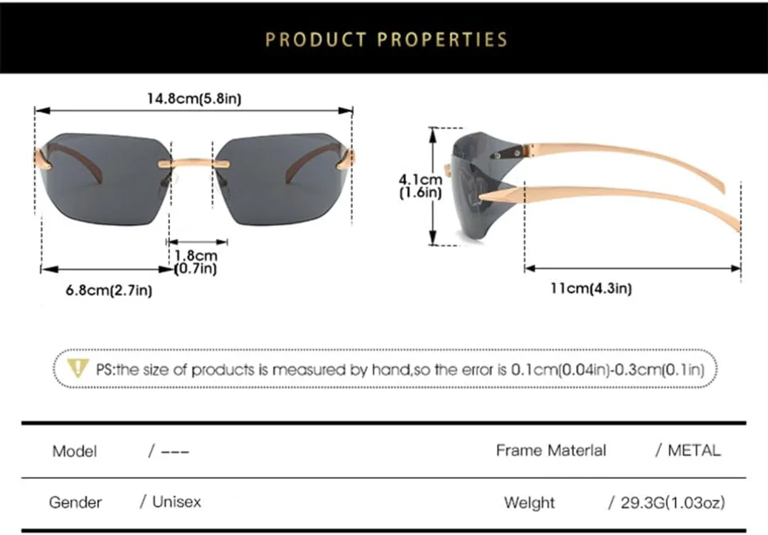 

Дизайнерские солнцезащитные очки без оправы для женщин и мужчин, модные солнцезащитные очки, винтажные очки в стиле панк, роскошные очки для вождения SZVVBKK, Black