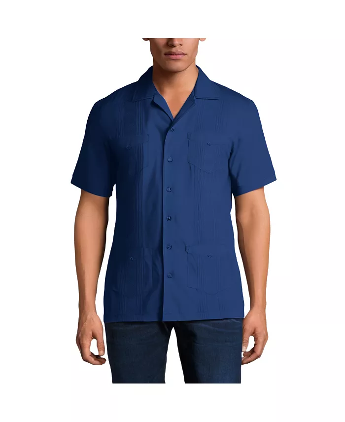 

Рубашка Guayabera с короткими рукавами для больших и высоких Kingsize, синий