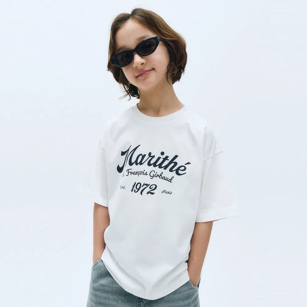Детская футболка Marithé Kids Letterling Oversized, белая