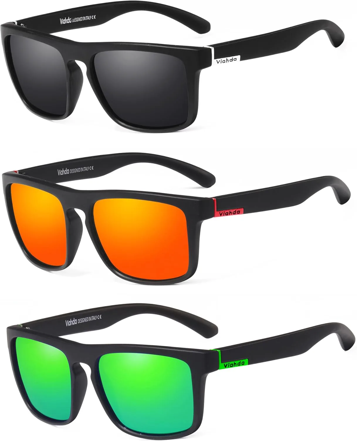 

Поляризованные спортивные солнцезащитные очки для мужчин, для велоспорта, бега, рыбалки, гольфа, женские солнцезащитные очки HD731 VIAHDA, （3 Pack）red/Black