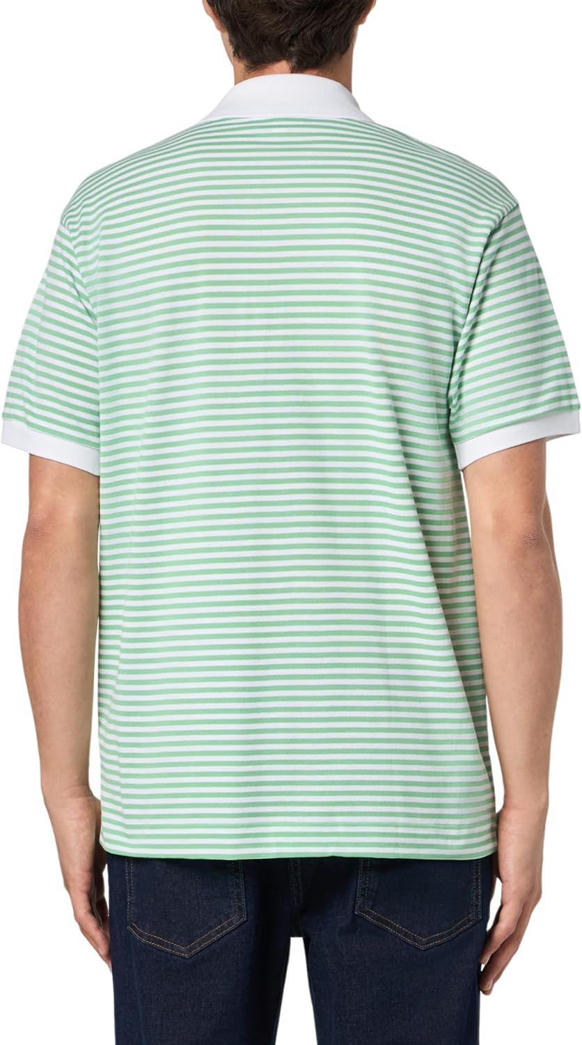 Футболка поло Lacoste L.12.12 в полоску, белый / лимонный — фото 2