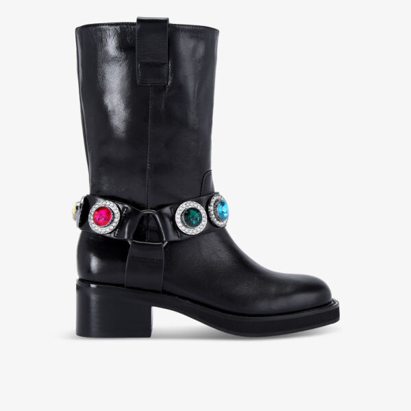

Сапоги Octavia из телячьей кожи, украшенные драгоценными камнями Kurt Geiger London, черный