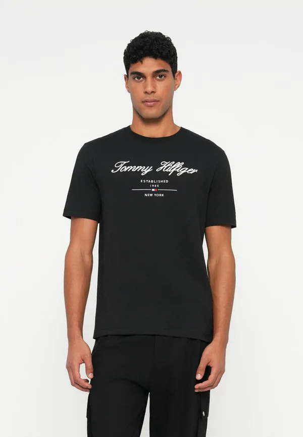 Футболка с логотипом бренда script и принтом «любовь». Tommy Hilfiger, Black