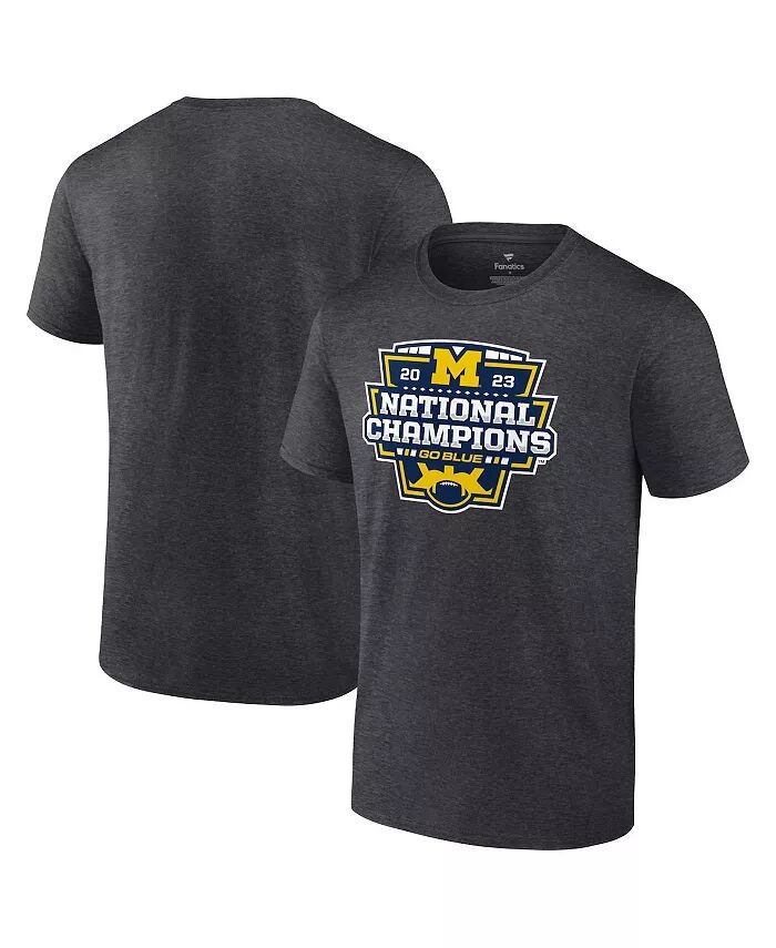 

Футболка мужская Heather Charcoal Michigan Wolverines College Football Playoff 2023 с логотипом National Champions Fanatics