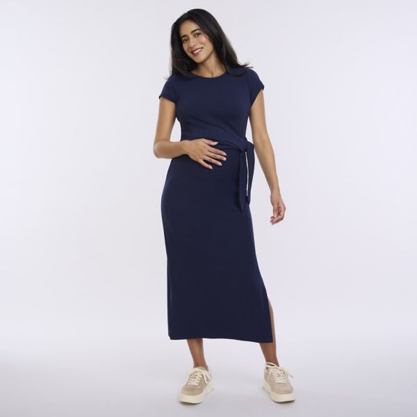 

Платье миди с завязками для беременных Motherhood, цвет navy blazer