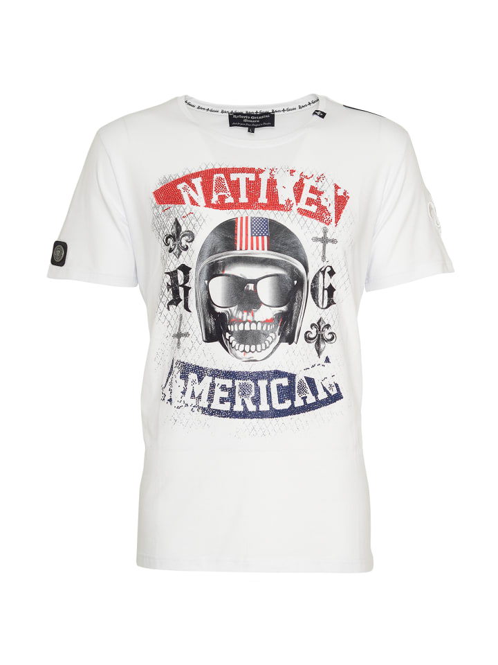 

Футболка с изображением американского черепа белая Roberto Geissini, Белый, Футболка с изображением американского черепа белая Roberto Geissini