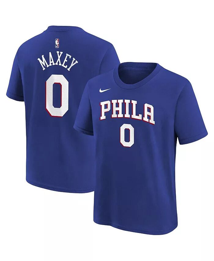 

Футболка с именем и номером Big Boys and Girls Tyrese Maxey Royal Philadelphia 76ers Nike