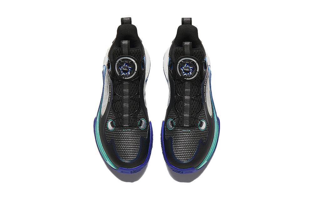 Антискользящие износостойкие баскетбольные кроссовки Mid Top для детей Черный Синий Antakids — фото 3