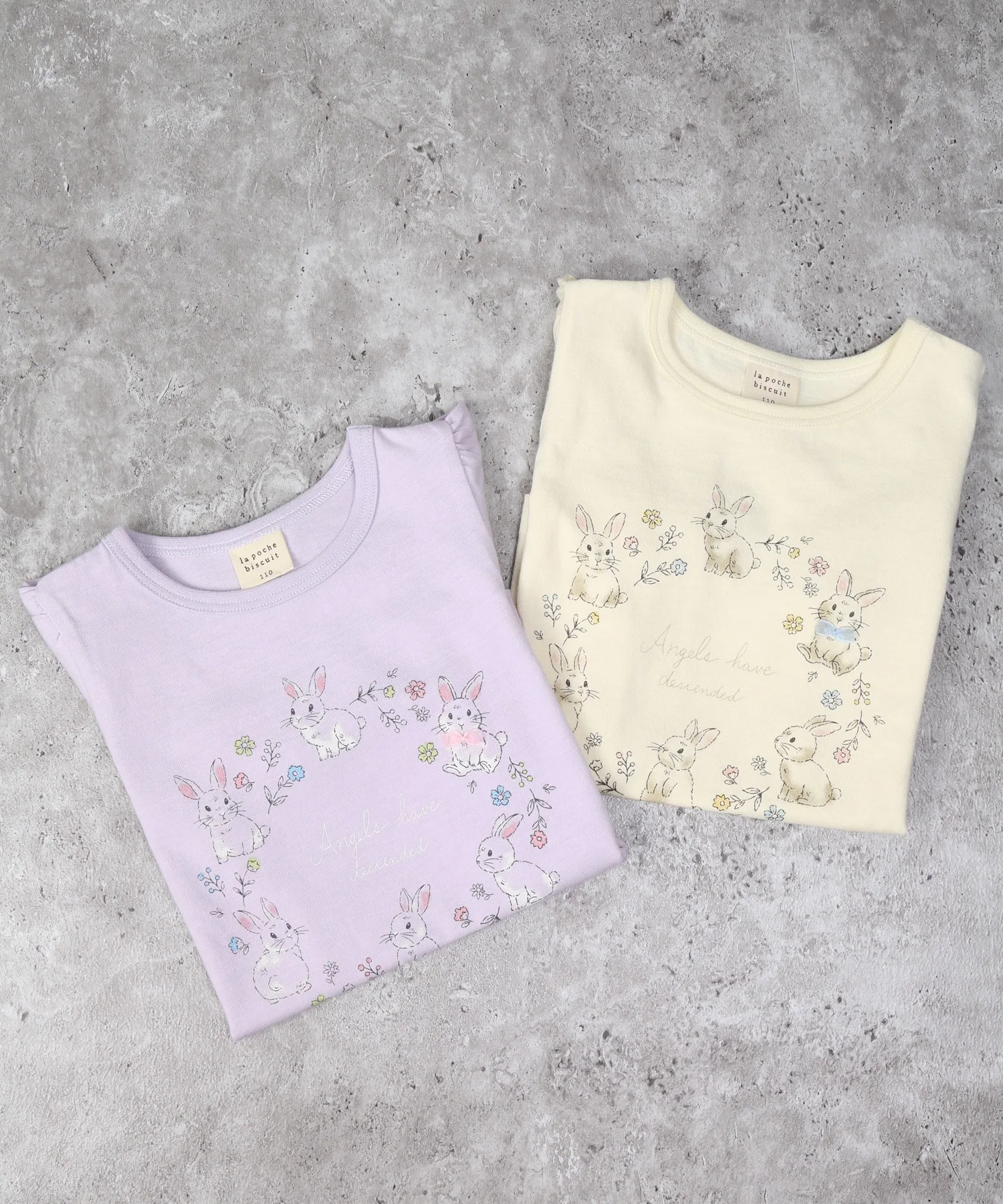 Детская футболка с кроликом из хлопка 100% la poche biscuit лавандовая — фото 4