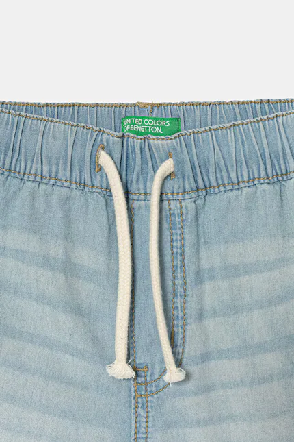 Шорты джинсовые relaxed fit United Colors of Benetton, синий — фото 3