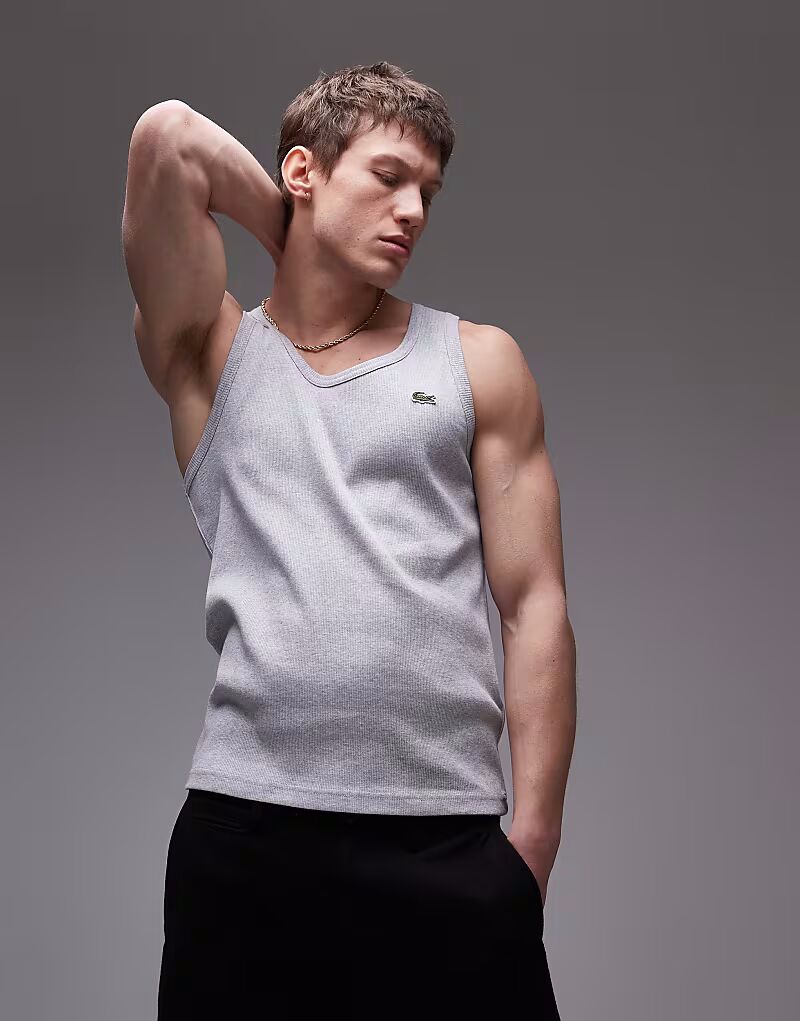 

Lacoste - Ребристый топ серого цвета