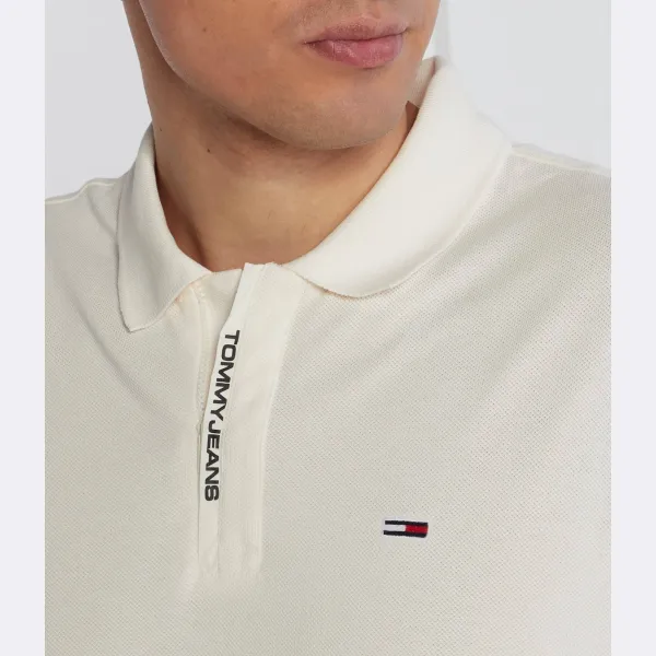Рубашка-Поло свободного кроя с фирменной планкой Tommy Hilfiger, бежевый — фото 4