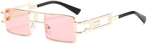 

Модные прямоугольные солнцезащитные очки для женщин и мужчин, маленькие, черные, в стиле стимпанк, солнцезащитные очки для женщин, защита от ультрафиолета UV400 MTZJH, C7 Gold Pink