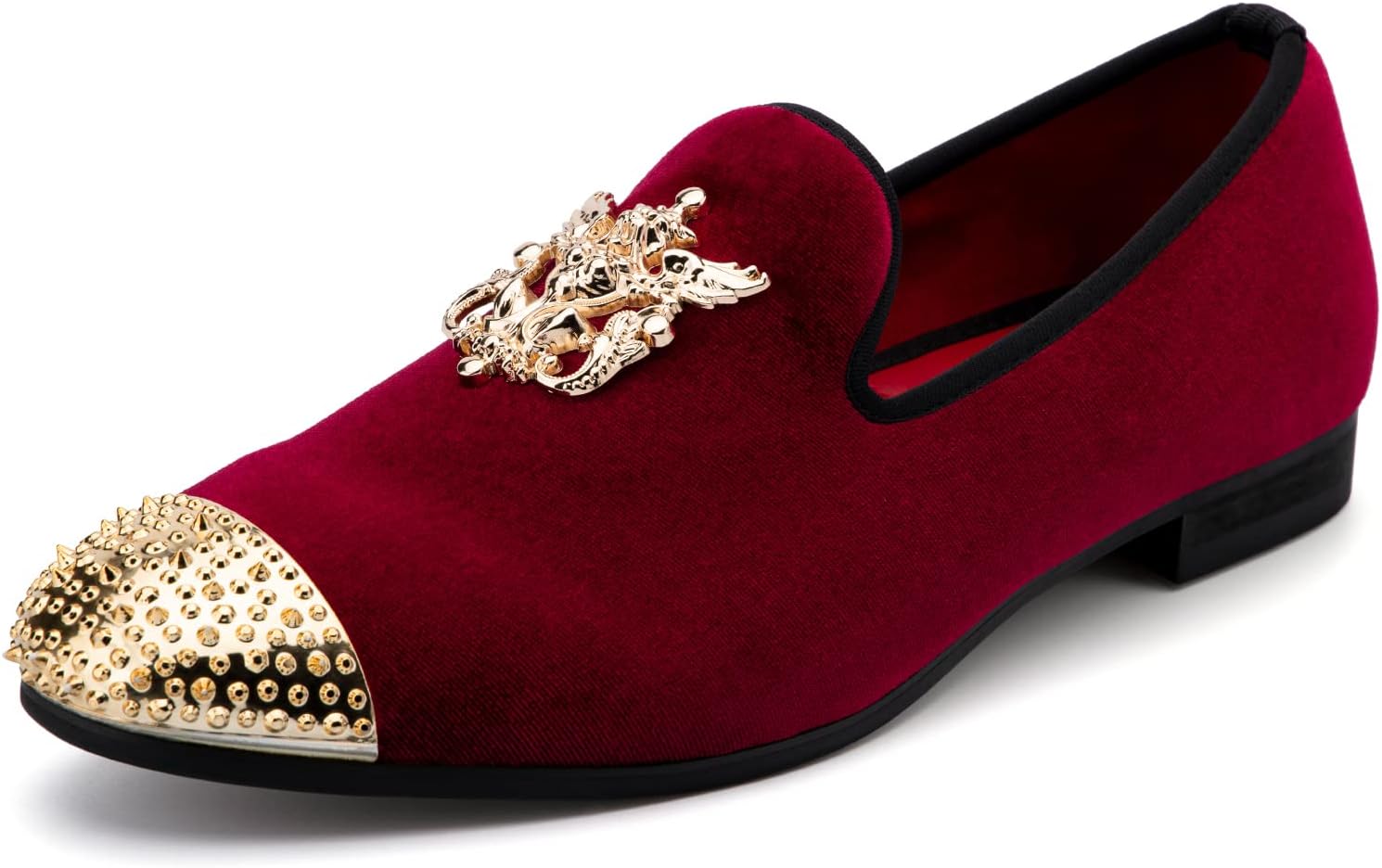 

Мужские бархатные лоферы Meijiana с металлическими украшениями, праздничные роскошные лоферы, красный